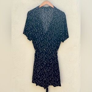 Adorable Black-and-White Polka Dot Romper 🖤